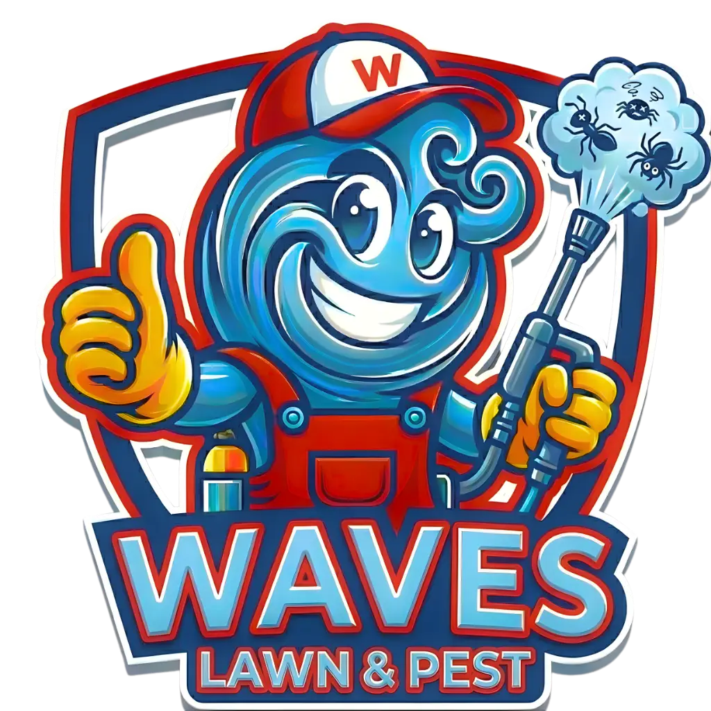 waves logo lawn pest